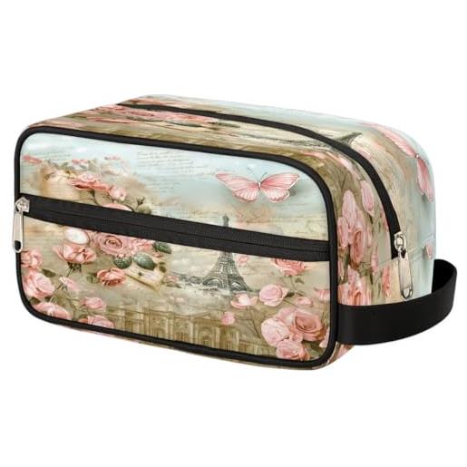 WowPrint beauty case da viaggio per donne, uomini, bambini, ragazze, ragazzi, romantiche, francesi, cartoline, articoli da toeletta, cosmetici, articoli da toeletta, organizer per doccia, colore, taglia unica, 