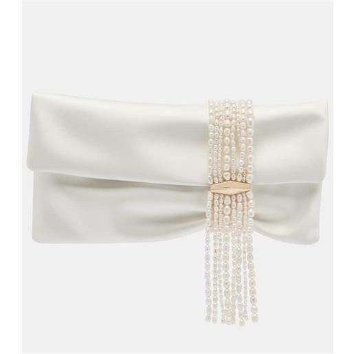 Jimmy Choo clutch zandra in raso con perle