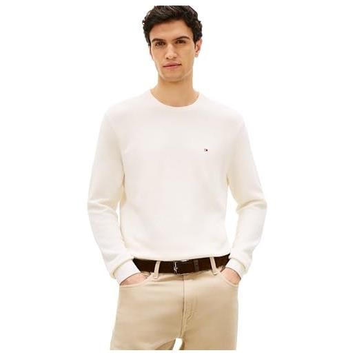 Tommy Hilfiger essential structure crew neck mw0mw36347, maglione pullover, uomo, marrone (highland khaki), xl