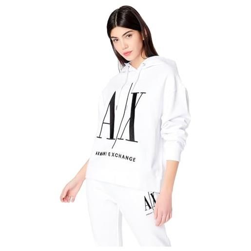 Armani Exchange felpa con cappuccio icon project, opt. White, medium donna