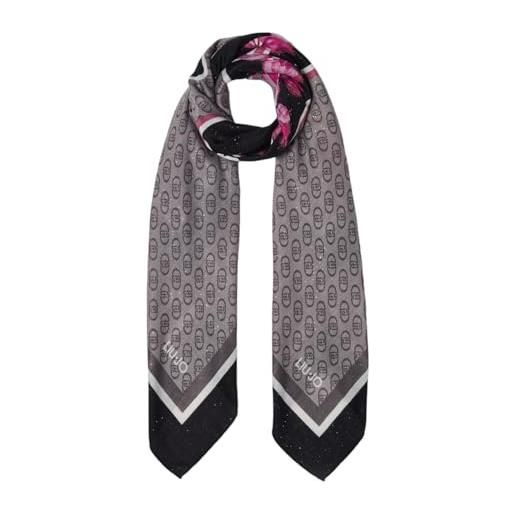 Liu jo foulard con stampa floreale e logo 120 x 120 cm non definito 22222 nero