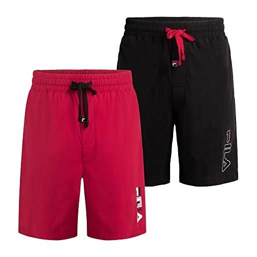 Fila men's 2-pack pajama night sleep short, red and black, medium