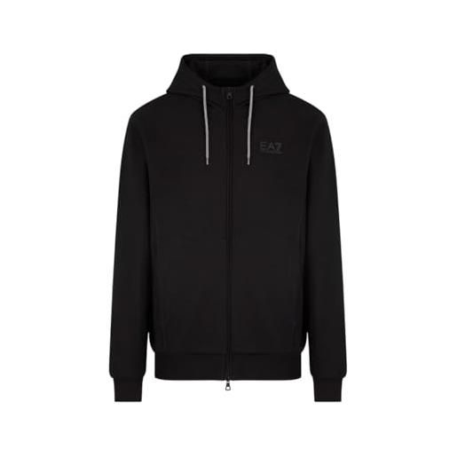 Emporio Armani ea7 felpa full zip visibility in cotone garzato da uomo (it, testo, xxl, regular, regular, nero)