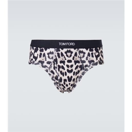 Tom Ford slip in misto cotone con stampa leopardata