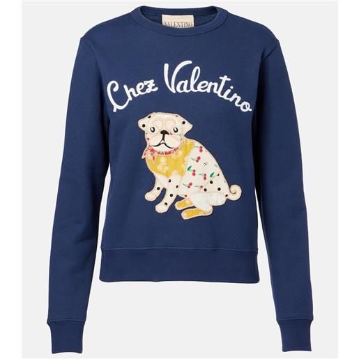 Valentino felpa in jersey di cotone con ricamo