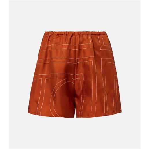 Toteme shorts pigiama monogram in twill di seta