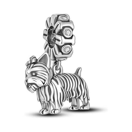 Generic m&s yorkshire terrier charm dog puppy animal pet amante charm ciondolo in argento sterling 925, compatibile con pandora e bracciale europeo. . , metallo