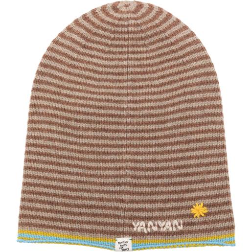 YANYAN KNITS berretto a righe con ricamo - multicolore