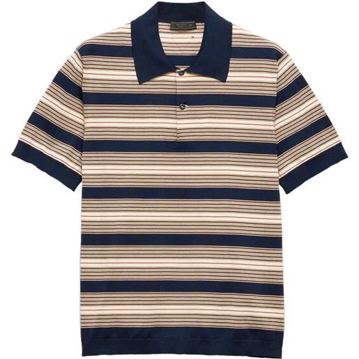 Prada polo a righe in cotone - blu