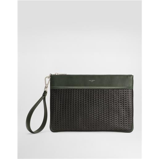 Dolce & Gabbana necessaire in pelle di vitello plongé con intreccio