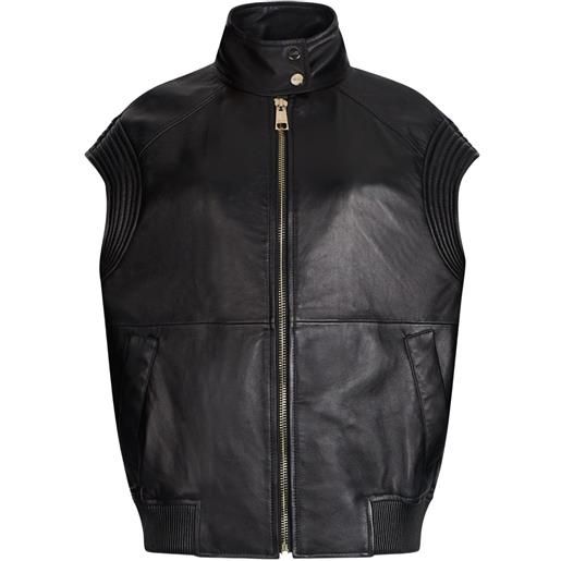 LIU JO gilet oversize in pelle - nero