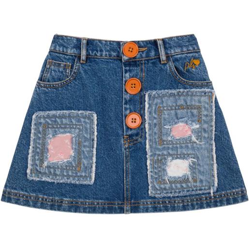 Philosophy Di Lorenzo Serafini Kids gonna denim con design patchwork - blu