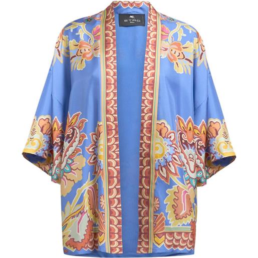 ETRO giacca in twill di seta - blu