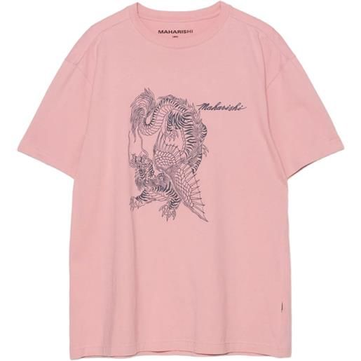 Maharishi t-shirt con stampa drago - rosa