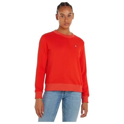 Calvin Klein jeans felpa donna badge crew neck senza cappuccio, rosso (fiery red), s