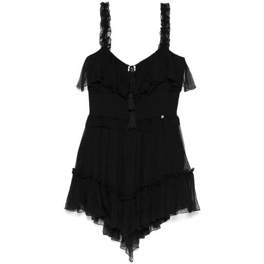 NISSA abito corto con nappa - nero