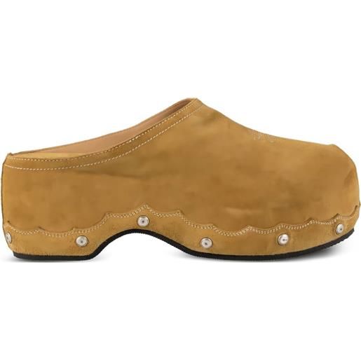 Sartore clogs in pelle scamosciata con orlo a smerlo - giallo