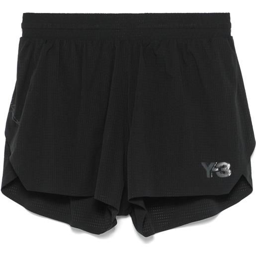 Y-3 shorts da corsa con stampa - nero