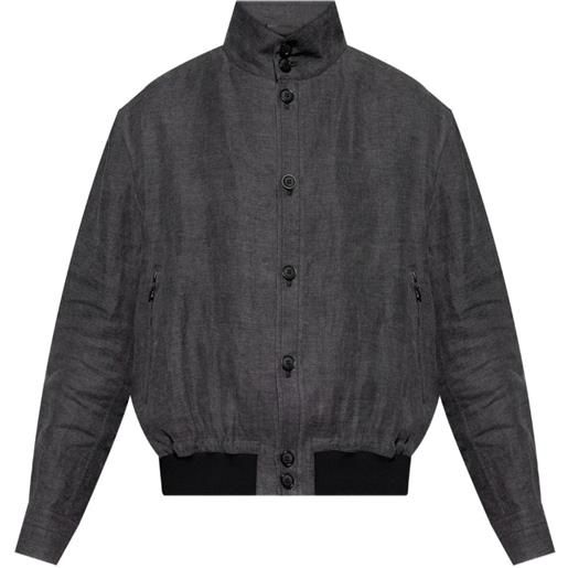 Giorgio Armani giacca con scollo a imbuto - grigio