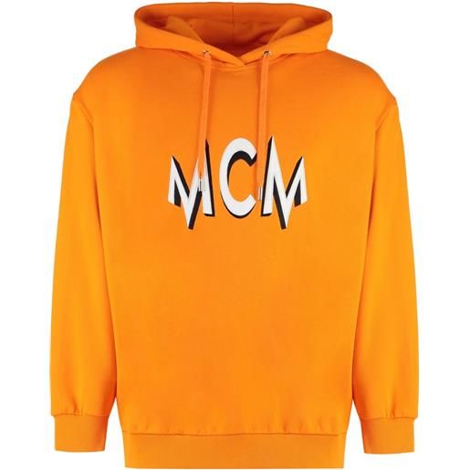 MCM felpa con stampa e cappuccio - arancione