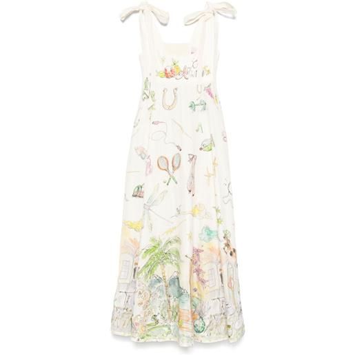 ALEMAIS abito midi con stampa grafica - toni neutri