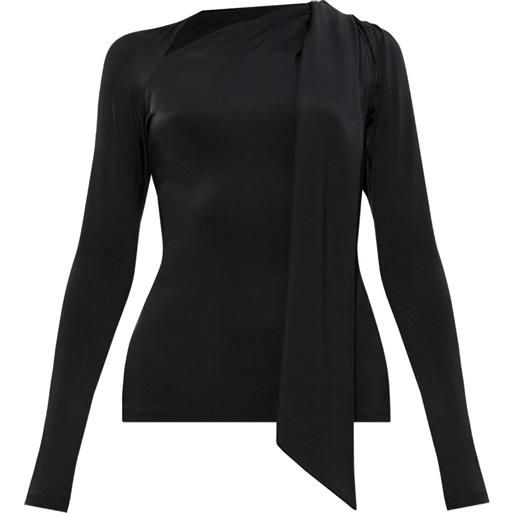 Victoria Beckham top asimmetrico drappeggiato a maniche lunghe - nero