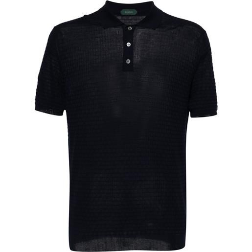 Zanone polo con motivo 3d - blu