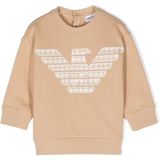 Emporio Armani Kids felpa con applicazione logo - marrone