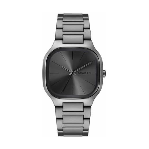 Skagen Signatur Orologio Uomo In Titanio – Cassa E Cinturino In Acciaio Inox, Quadrante Sabbiato, Design Minimalista Danese