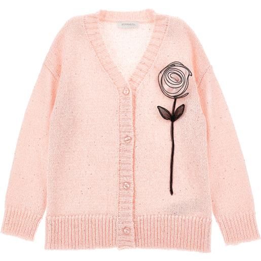Monnalisa cardigan con fiore 3d