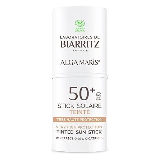 Laboratoires de Biarritz laboratori di biarritz - stick solare tinto - spf50+ - alga maris® certificato bio - protegge e camoufle imperfetions & cicatrice - 9 gr - made in france