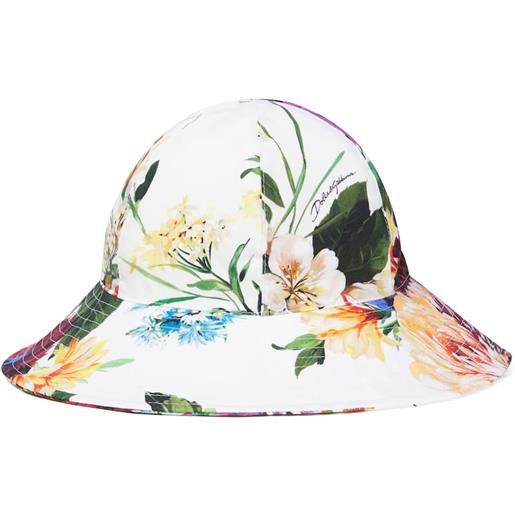 Dolce&Gabbana Kids cappello da pescatore in popeline di cotone con stampa floreale