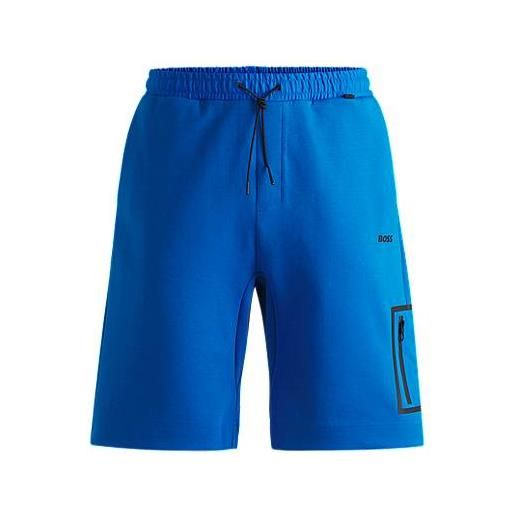 BOSS bermuda in misto cotone con logo riflettente decorativo, blu