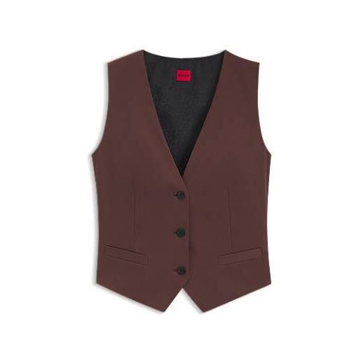 HUGO gilet regular fit in tessuto elasticizzato, marrone scuro