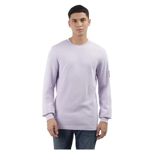 Calvin Klein uomo maglietta maniche lunghe badge waffle cotone, verde (leek green), xxl