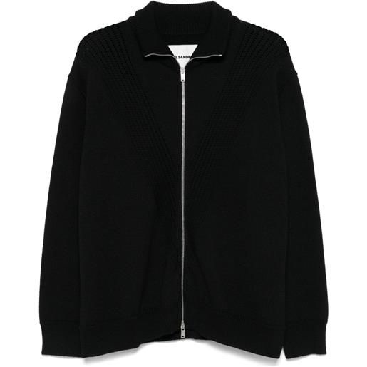 Jil Sander cardigan in lana con zip - nero