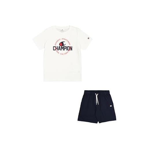 Champion legacy boy-graphic crewneck set with logo, bianco (ww001), 5-6 anni bambini e ragazzi