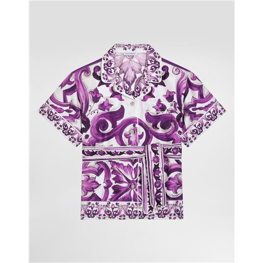 Dolce & Gabbana camicia in twill stampa maiolica