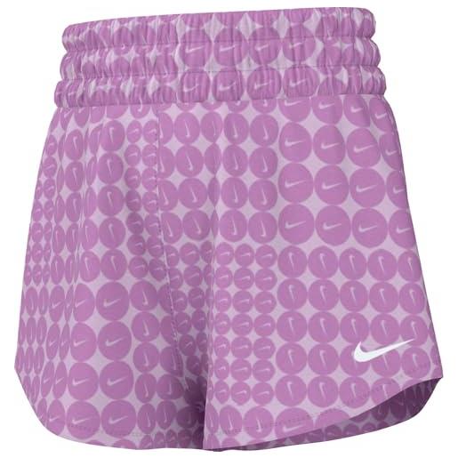 Nike one pantaloncini con vita alta per bambini anziani (ragazze), rush fucsia/bianco, hf8235-532, s