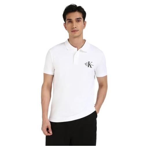 Calvin Klein uomo maglietta polo maniche corte monologo regular fit, bianco (bright white), s