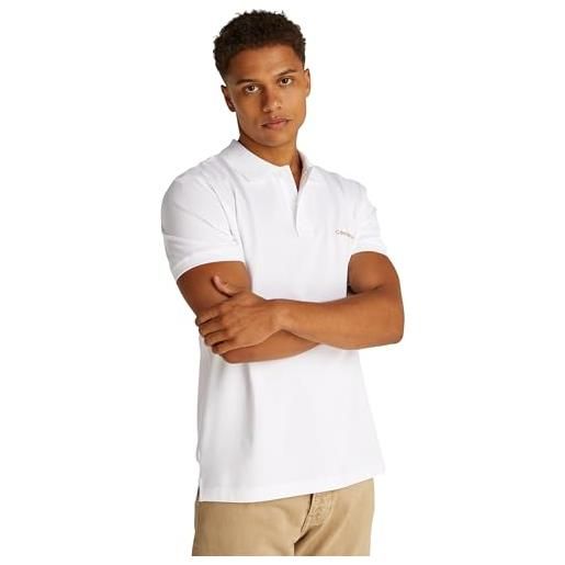 Calvin Klein uomo maglietta polo maniche corte monologo regular fit, bianco (bright white), s