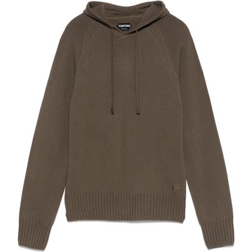 TOM FORD felpa in cashmere con cappuccio - marrone