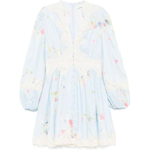 ZIMMERMANN abito corto lucky con inserti in pizzo - blu