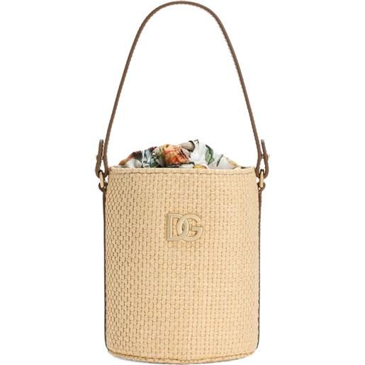 Dolce & Gabbana Kids borsa a secchiello intrecciato - toni neutri