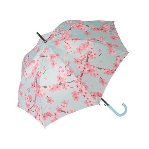 Fisura - ombrello grande. Ombrello giovanile. Ombrello automatico con pulsante. Robusto ombrello stampato. 106 centimetri di diametro. (sakura, blu)