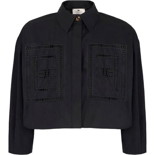 Elisabetta Franchi camicia crop con ricamo - nero