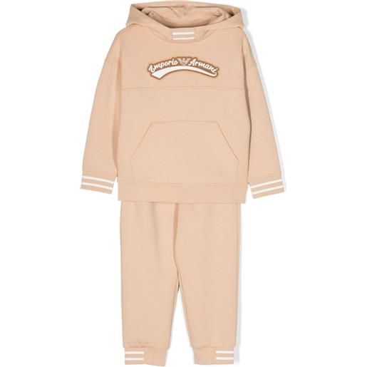 Emporio Armani Kids tuta sportiva con ricamo - toni neutri