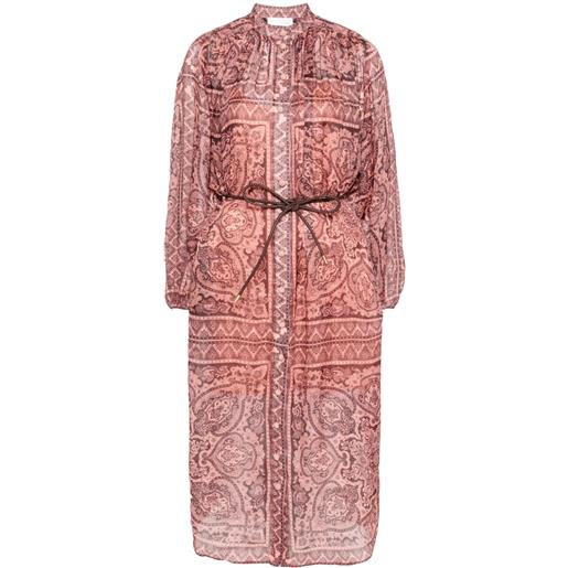 ZIMMERMANN abito midi ottie con stampa paisley - rosa
