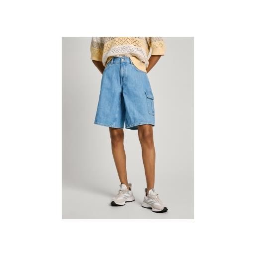 Pepe Jeans per donna. Pl801136 pantaloncini blu rilassati da lavoratore [3185097], casual, cotone, sostenibile