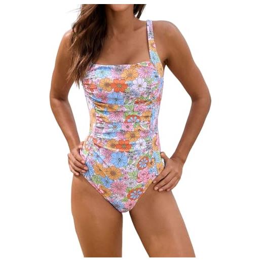Costume Intero Sportivo Donna Taglie Forti – Schiena Incrociata, Controllo Pancia, Imbottitura Fissa